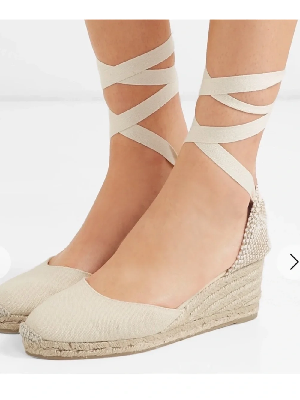 CASTAÑER Carina Canvas Wedge Espadrilles Ankle Wrap Womens EU Size 38 7.5/8